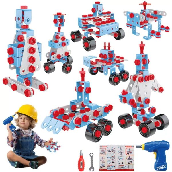 Toy Figure - 7-in-1 Robot Building Kit With Electric Drill Puzzle Set