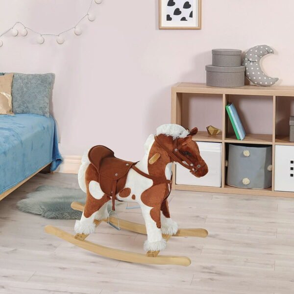 Toy Figure - Kids Ride-on Rocking Horse Toy - Soft Plush & Neigh Sound